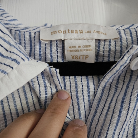 Monteau Blue and White Striped Mini Dress - Picture 4 of 5